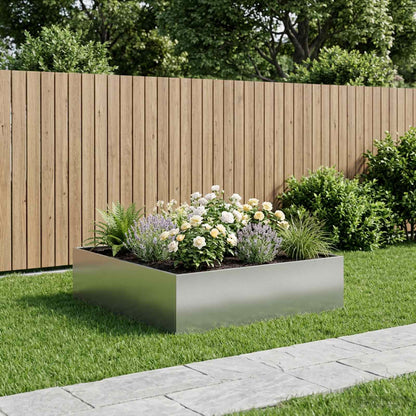 vidaXL Garden Planter Silver 80 x 80 x 30 cm Galvanised Steel 1