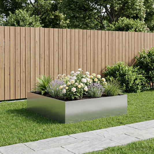 Garden Planter Silver 1 Galvanised steel Height 30 cm 80 cm 80 cm