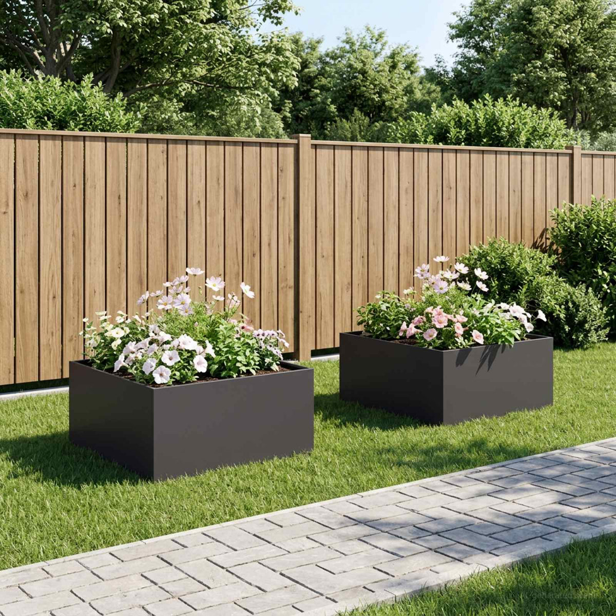 vidaXL Garden Planter Cold-rolled Steel 2 pcs Black Depth 60 cm