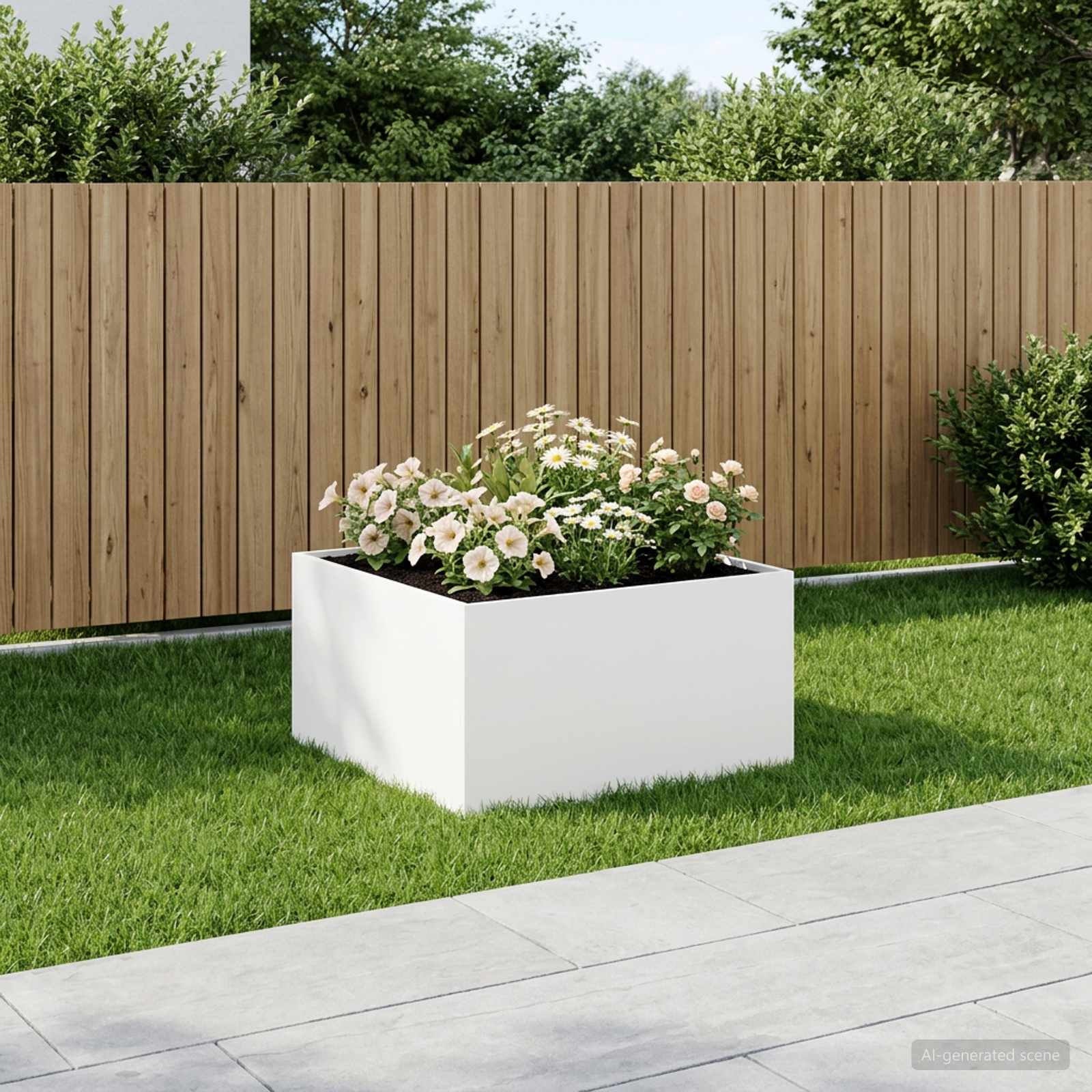 vidaXL Garden Planter White 60 x 60 x 40 cm Cold-rolled Steel 1