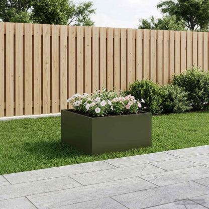 vidaXL Garden Planter Olive Green 60 x 60 x 40 cm Cold-rolled Steel 1