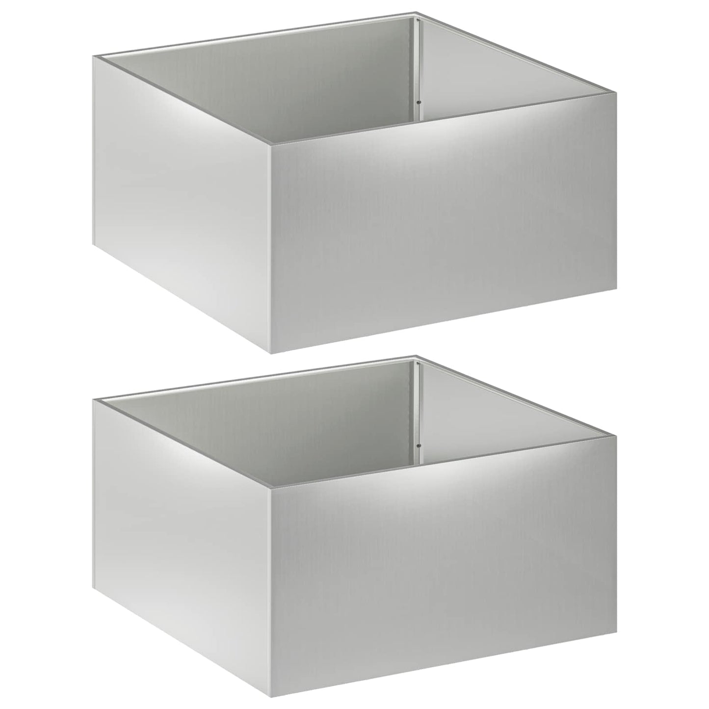 vidaXL Garden Planter 2 pcs Silver 60 x 60 x 40 cm Galvanised Steel 2