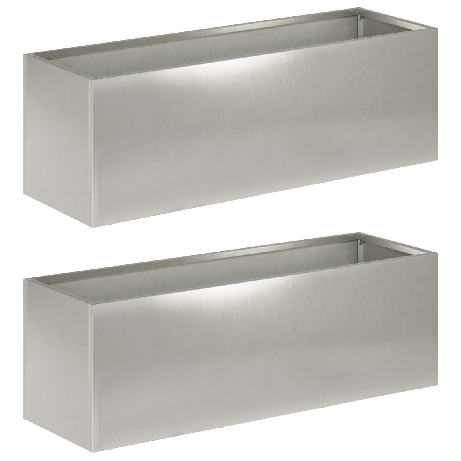 vidaXL Garden Planter 2 pcs Silver 40 x 20 x 20 cm Stainless Steel 2