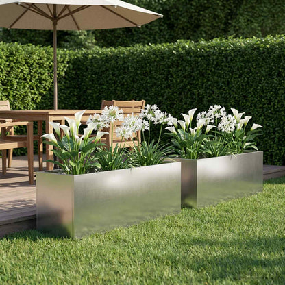 vidaXL Garden Planter 2 pcs Silver 60 x 20 x 20 cm Stainless Steel 1