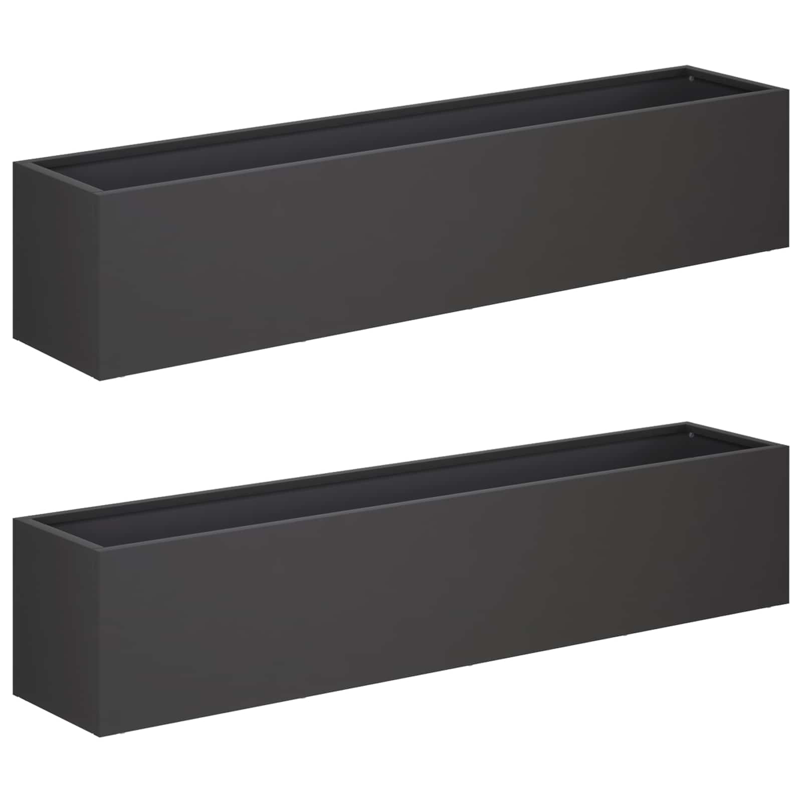 vidaXL Garden Planter 2 pcs Black 80 x 20 x 20 cm Cold-rolled Steel 2