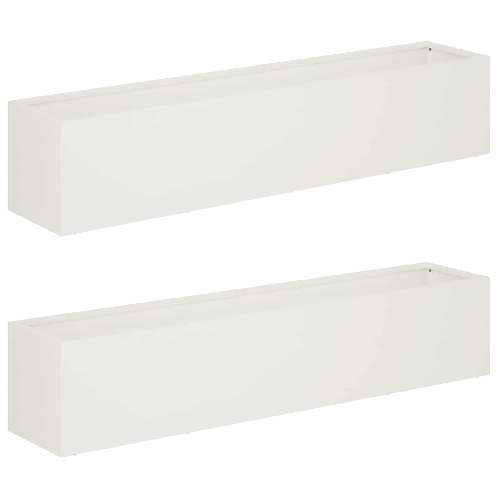 vidaXL Garden Planter 2 pcs White 80 x 20 x 20 cm Cold-rolled Steel 2