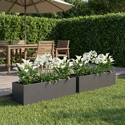 vidaXL Garden Planter 2 pcs Anthracite 80 x 20 x 20 cm 1
