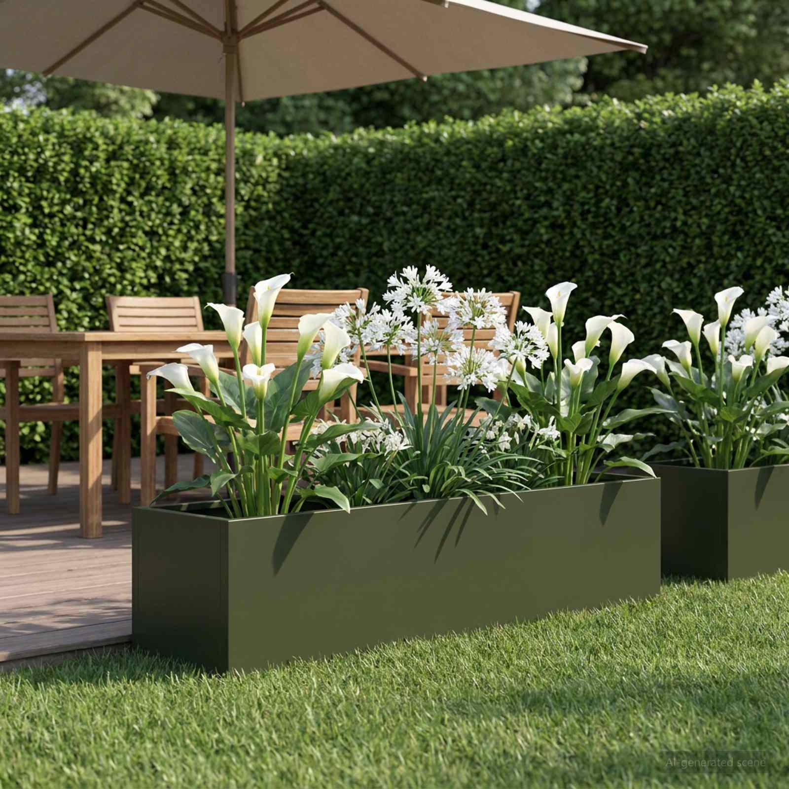 vidaXL Garden Planter Olive Green 80 x 20 x 20 cm Cold-rolled Steel 1