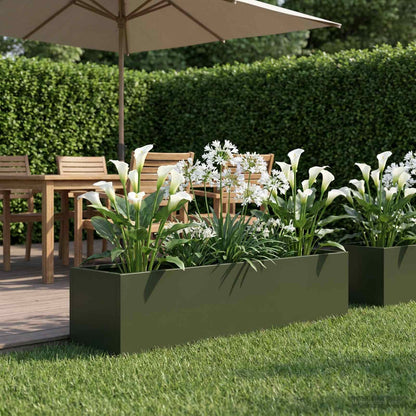vidaXL Garden Planter Olive Green 80 x 20 x 20 cm Cold-rolled Steel 1