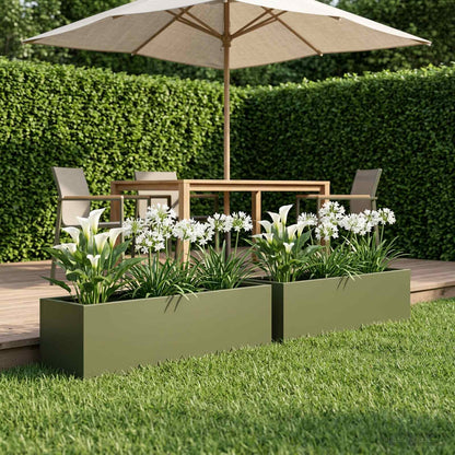 vidaXL Garden Planter 2 pcs Olive Green 80 x 20 x 20 cm 1