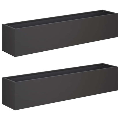 vidaXL Garden Planter 2 pcs Black 100 x 20 x 20 cm Cold-rolled Steel 2