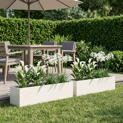 vidaXL Garden Planter 2 pcs White 100 x 20 x 20 cm Cold-rolled Steel 1