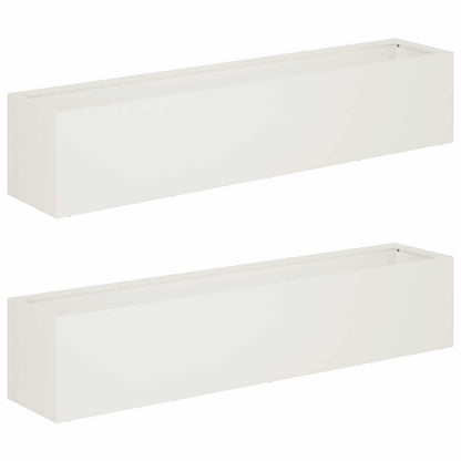 vidaXL Garden Planter 2 pcs White 100 x 20 x 20 cm Cold-rolled Steel 2