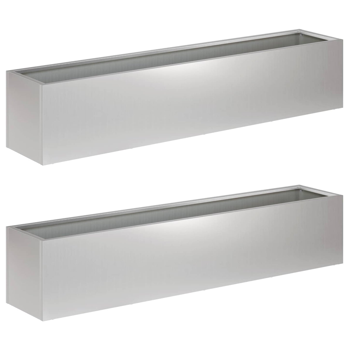 vidaXL Garden Planter 2 pcs Silver 100 x 20 x 20 cm Galvanised Steel 2