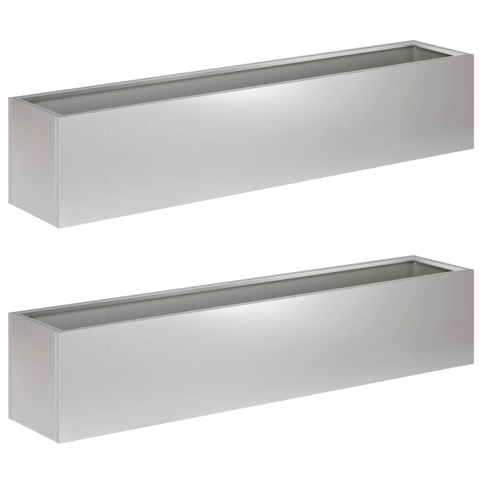 vidaXL Garden Planter 2 pcs Silver 100 x 20 x 20 cm Galvanised Steel 2