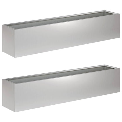 vidaXL Garden Planter 2 pcs Silver 100 x 20 x 20 cm Galvanised Steel 2