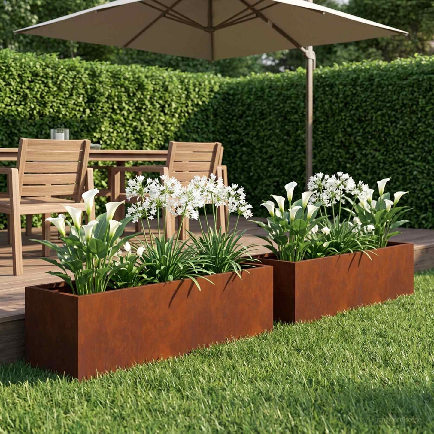 vidaXL Garden Planter 2 pcs Rusty 100 x 20 x 20 cm Weathering Steel 1