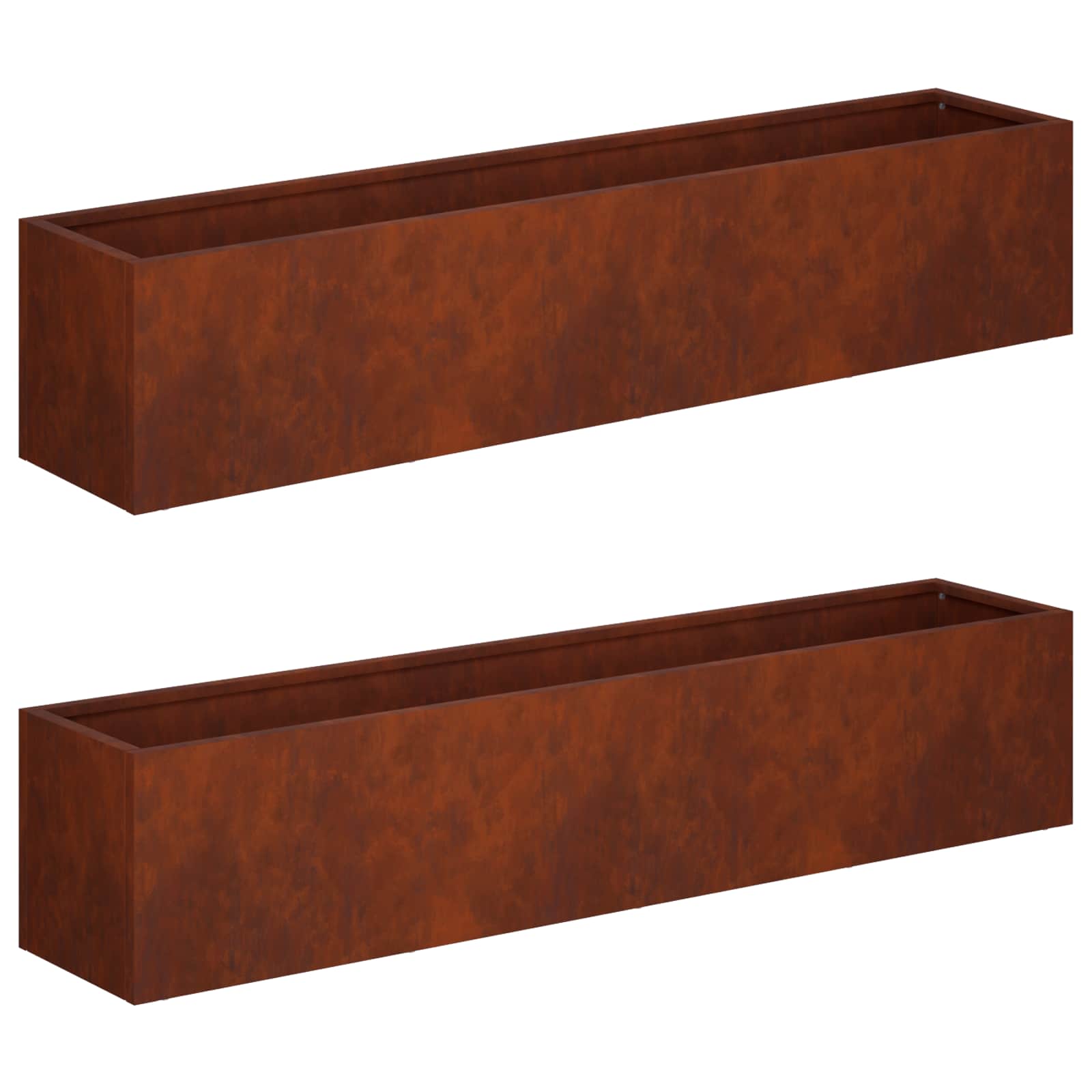 vidaXL Garden Planter 2 pcs Rusty 100 x 20 x 20 cm Weathering Steel 2