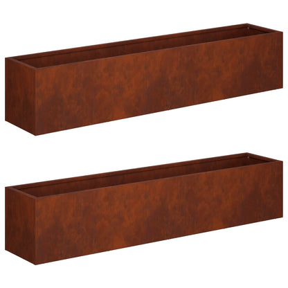 vidaXL Garden Planter 2 pcs Rusty 100 x 20 x 20 cm Weathering Steel 2