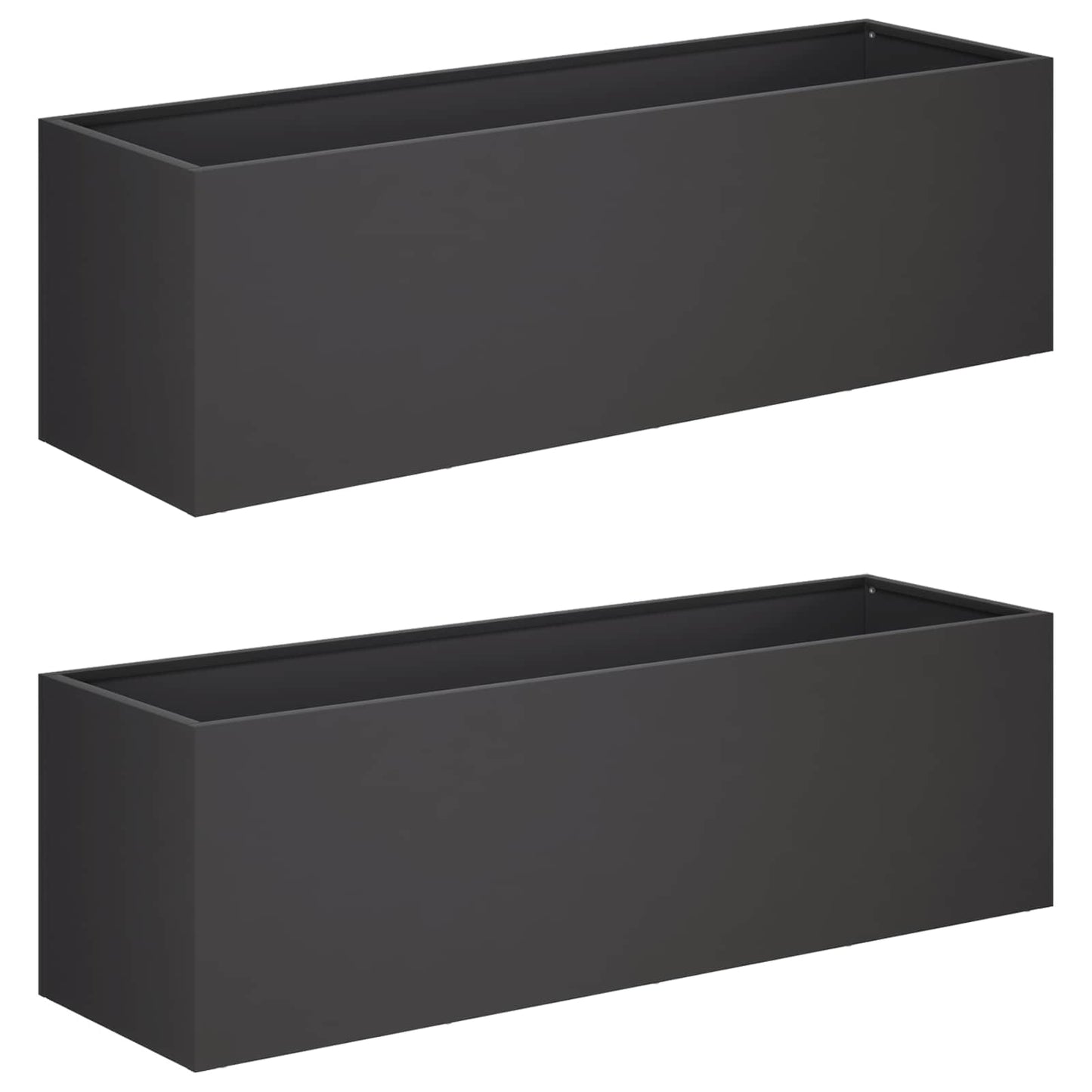 vidaXL Garden Planter 2 pcs Black 80 x 30 x 30 cm Cold-rolled Steel 2