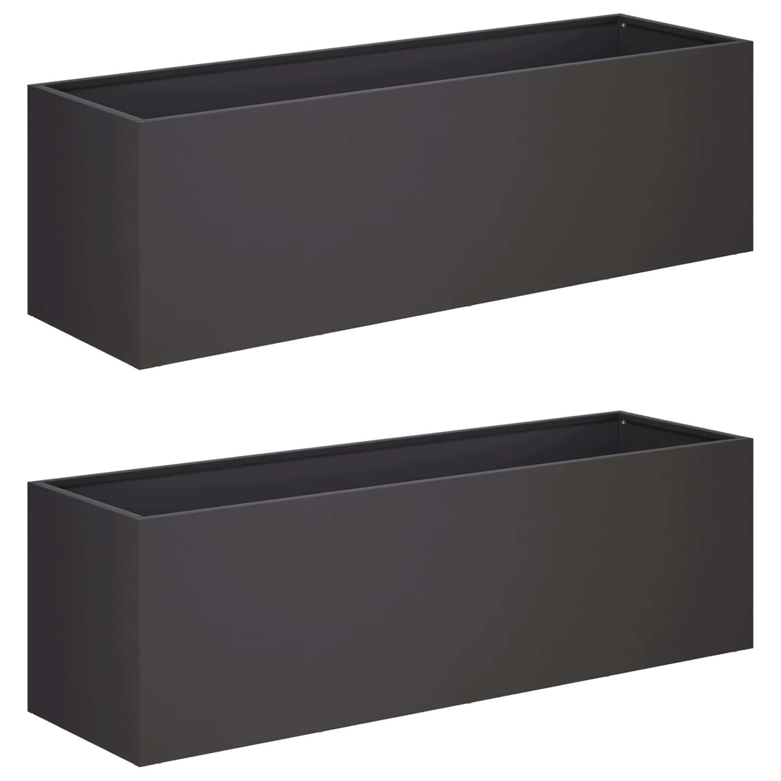 vidaXL Garden Planter 2 pcs Black 80 x 30 x 30 cm Cold-rolled Steel 2