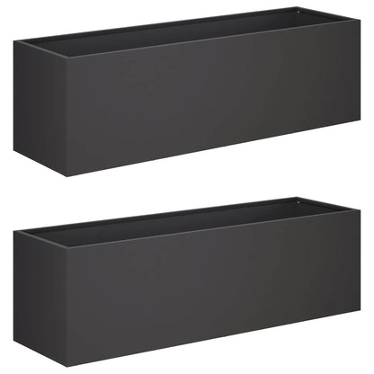 vidaXL Garden Planter 2 pcs Black 80 x 30 x 30 cm Cold-rolled Steel 2