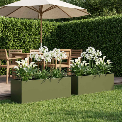 vidaXL Garden Planter 2 pcs Olive Green 80 x 30 x 30 cm 1