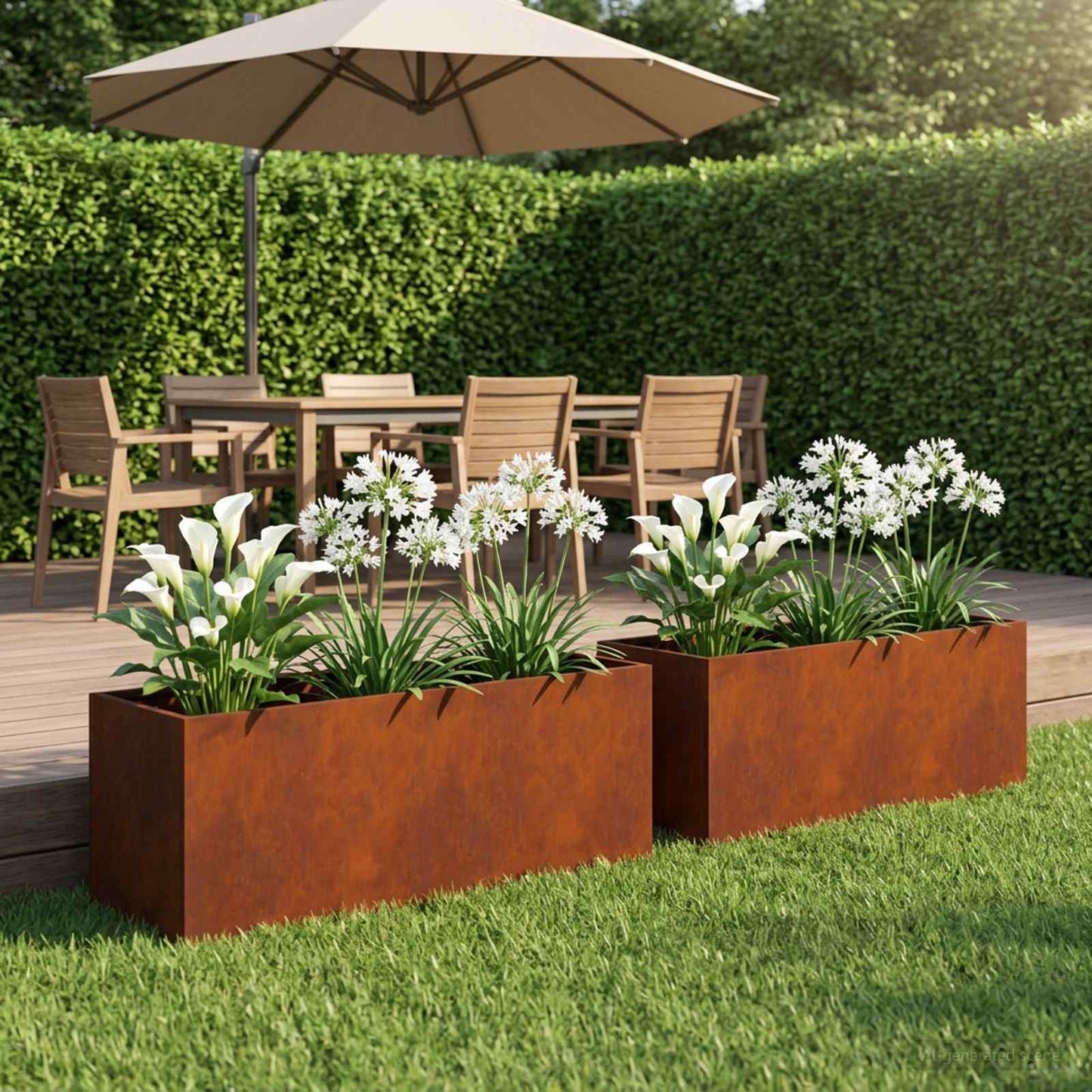vidaXL Garden Planter 2 pcs Rusty 80 x 30 x 30 cm Weathering Steel 1