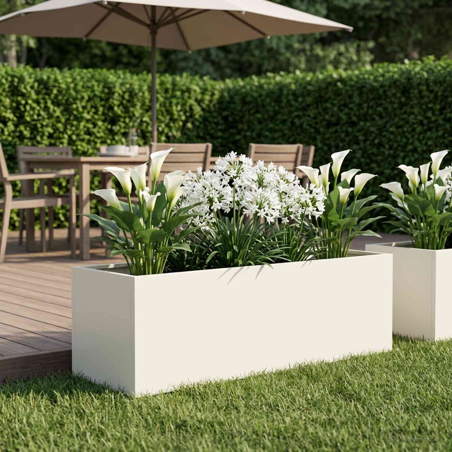 vidaXL Garden Planter White 100 x 30 x 30 cm Cold-rolled Steel 1