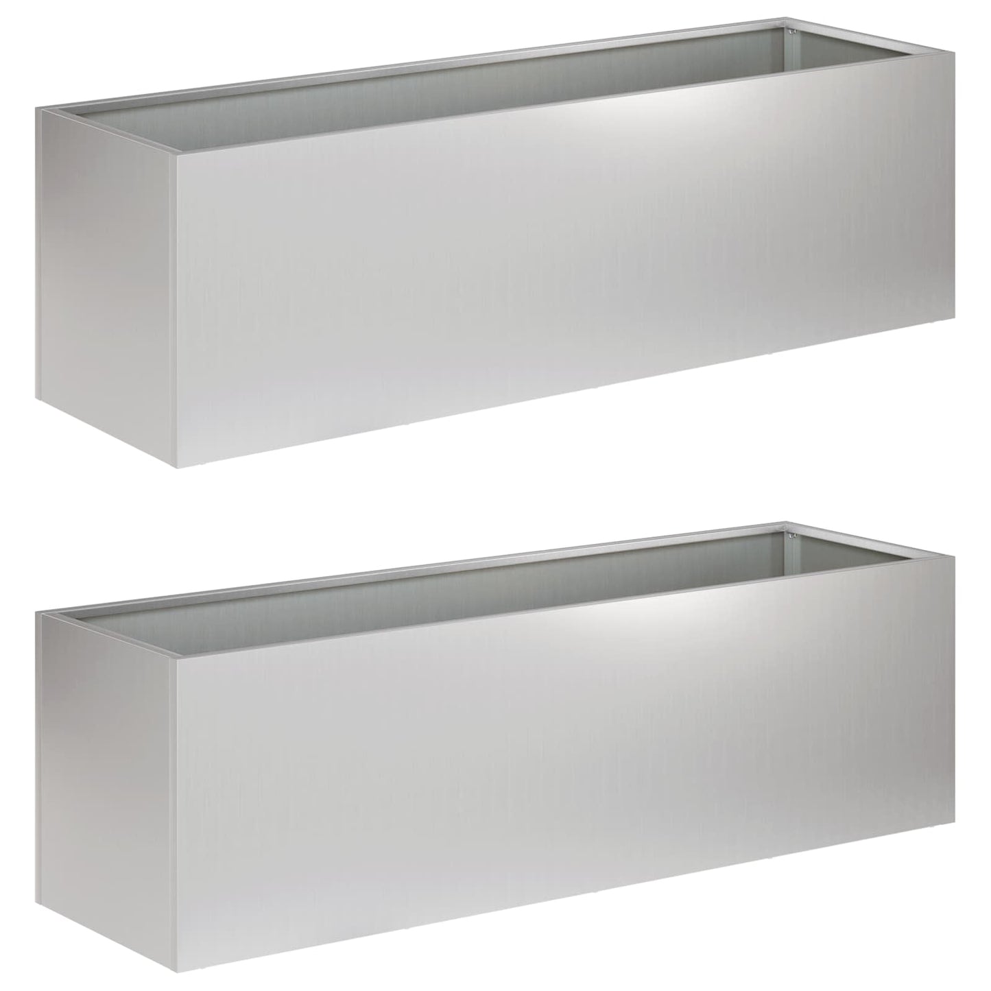 vidaXL Garden Planter 2 pcs Silver 100 x 30 x 30 cm Galvanised Steel 2