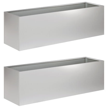 vidaXL Garden Planter 2 pcs Silver 100 x 30 x 30 cm Galvanised Steel 2
