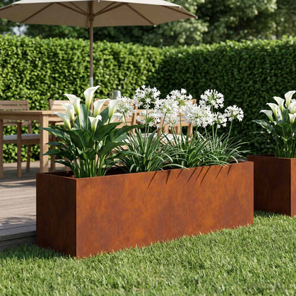 vidaXL Garden Planter Rusty 100 x 30 x 30 cm Weathering Steel 1