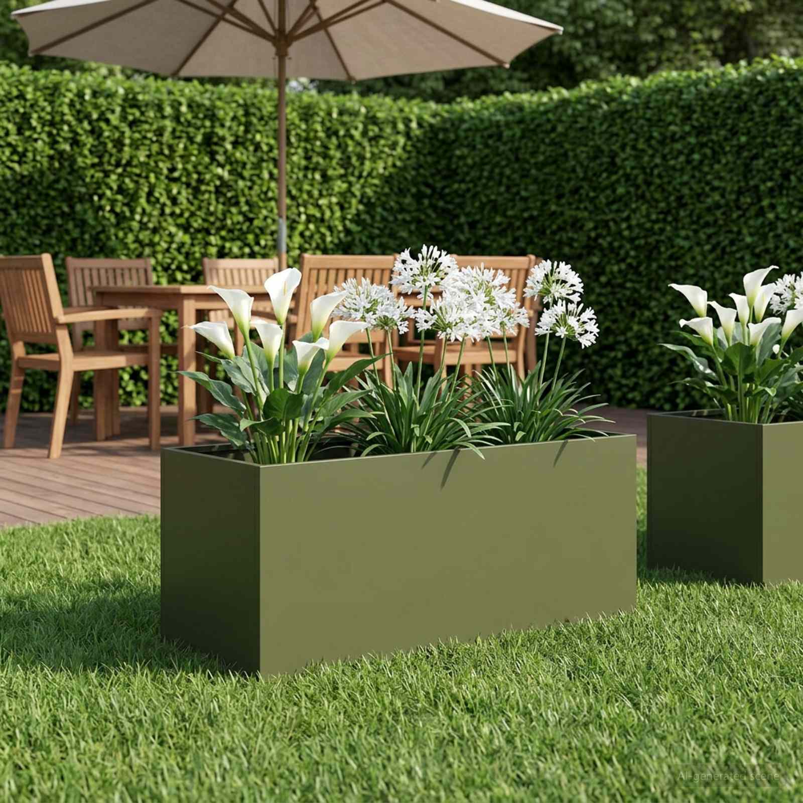 vidaXL Garden Planter Olive Green 80 x 40 x 40 cm Cold-rolled Steel 1