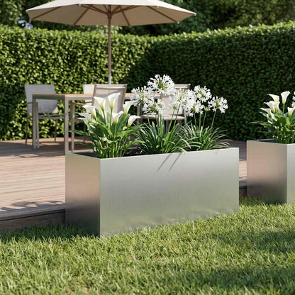 vidaXL Garden Planter Silver 100 x 40 x 40 cm Galvanised Steel 1