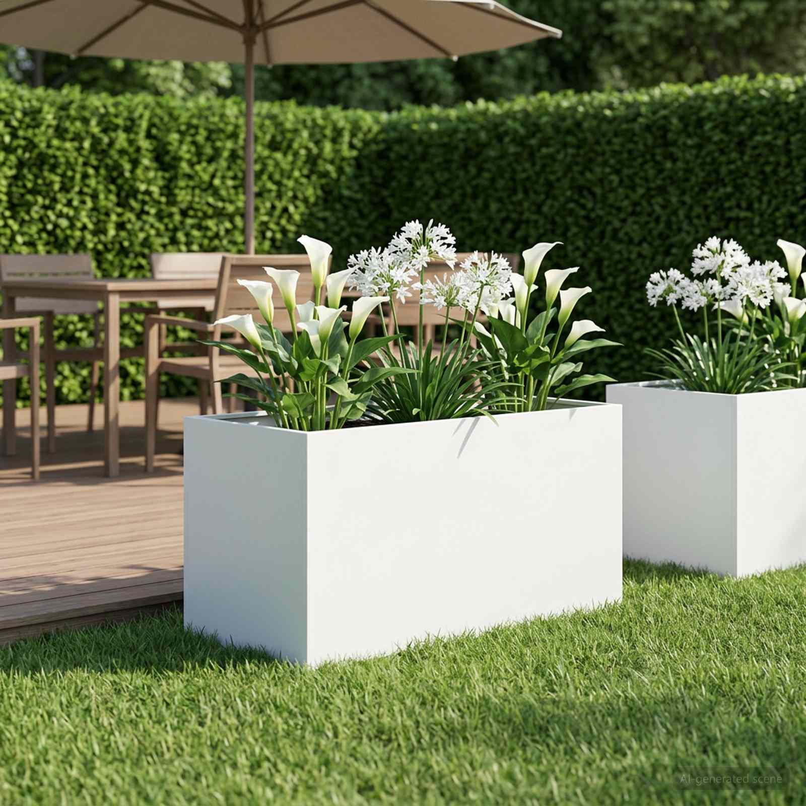 vidaXL Garden Planter White 80 x 50 x 50 cm Cold-rolled Steel 1