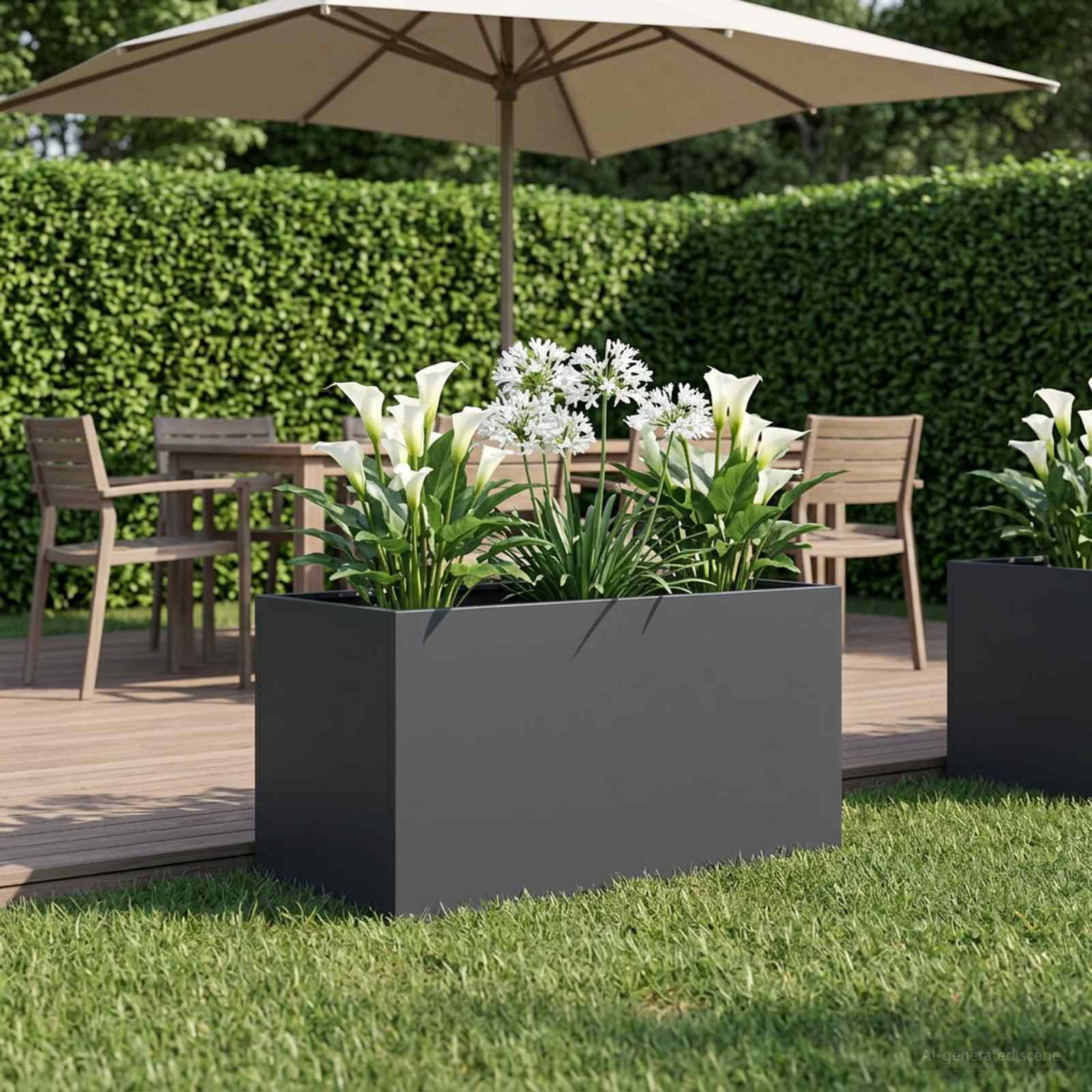 vidaXL Garden Planter Anthracite 80 x 50 x 50 cm Cold-rolled Steel 1
