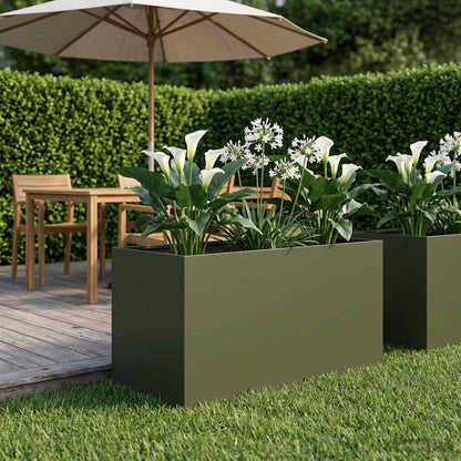 vidaXL Garden Planter Olive Green 80 x 50 x 50 cm Cold-rolled Steel 1