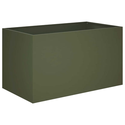 vidaXL Garden Planter Olive Green 80 x 50 x 50 cm Cold-rolled Steel 2