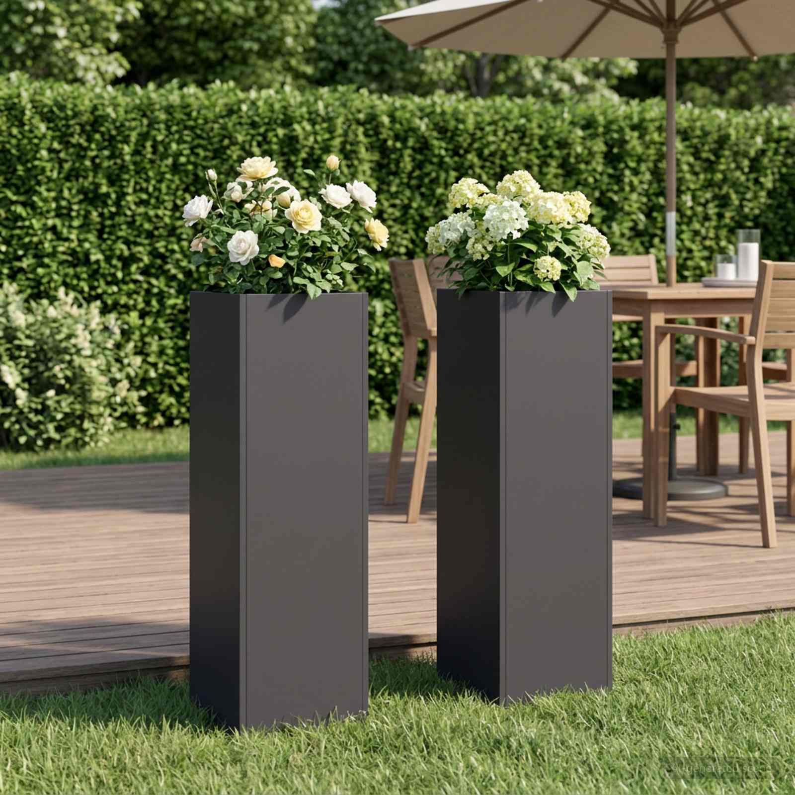 vidaXL Garden Planter 2 pcs Black 20 x 20 x 75 cm Cold-rolled Steel 1