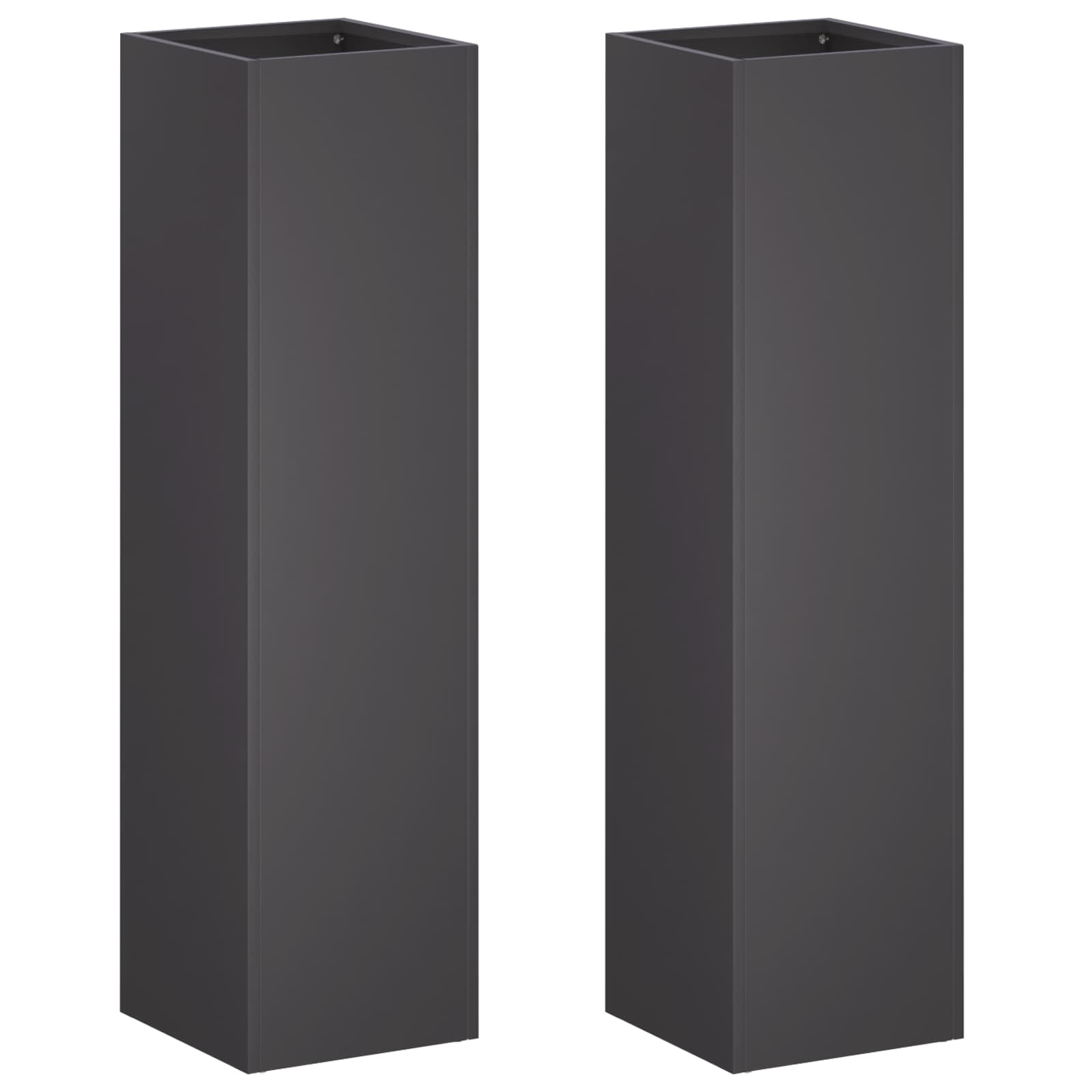 vidaXL Garden Planter 2 pcs Black 20 x 20 x 75 cm Cold-rolled Steel 2