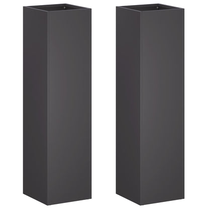 vidaXL Garden Planter 2 pcs Black 20 x 20 x 75 cm Cold-rolled Steel 2
