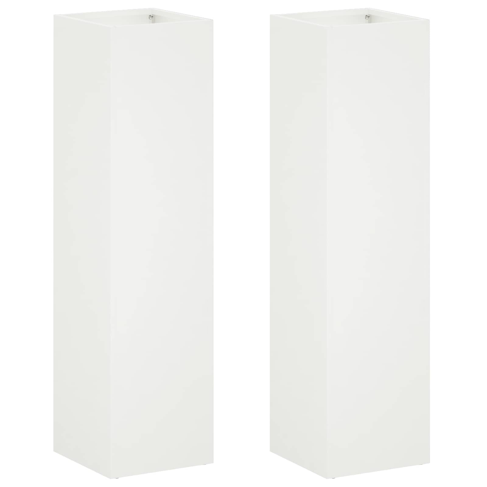 vidaXL Garden Planter 2 pcs White 20 x 20 x 75 cm Cold-rolled Steel 2