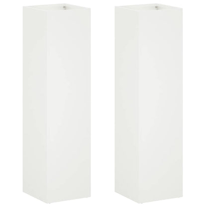vidaXL Garden Planter 2 pcs White 20 x 20 x 75 cm Cold-rolled Steel 2