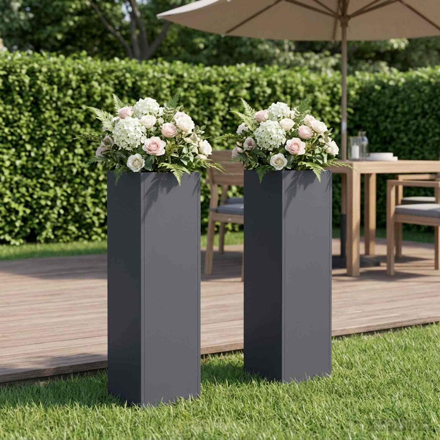vidaXL Garden Planter 2 pcs Anthracite 20 x 20 x 75 cm 1