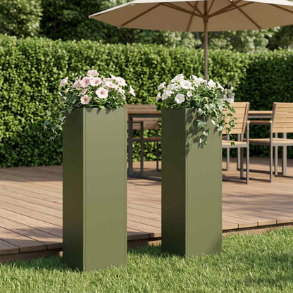 vidaXL Garden Planter 2 pcs Olive Green 20 x 20 x 75 cm 1