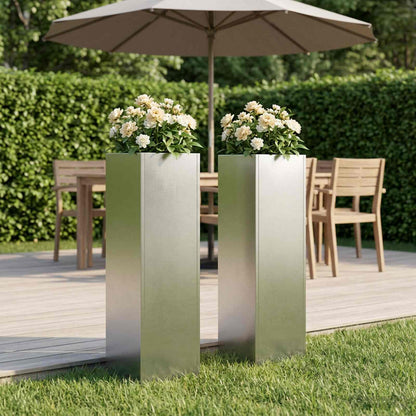 vidaXL Garden Planter Silver 2 pcs Stainless Steel Depth 20 cm