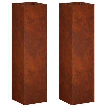 vidaXL Garden Planter 2 pcs Rusty 20 x 20 x 75 cm Weathering Steel 2