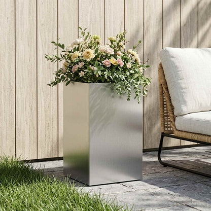 vidaXL Garden Planter Silver 30 x 30 x 40 cm Stainless Steel 1