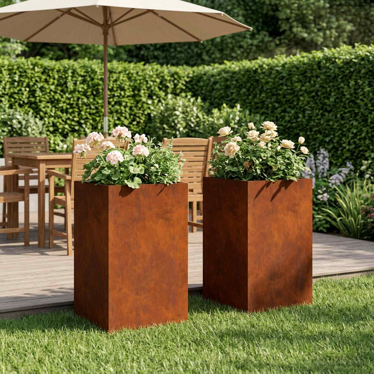 vidaXL Garden Planter 2 pcs Rusty 30 x 30 x 40 cm Weathering Steel 1