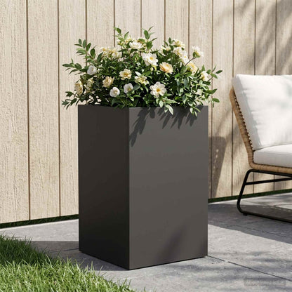 vidaXL Garden Planter Cold-rolled Steel Black Height 50 cm